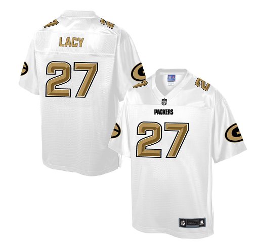 Men's Game Eddie Lacy Nike Jersey White - #27 Pro Line Fashion NFL Green Bay Packers